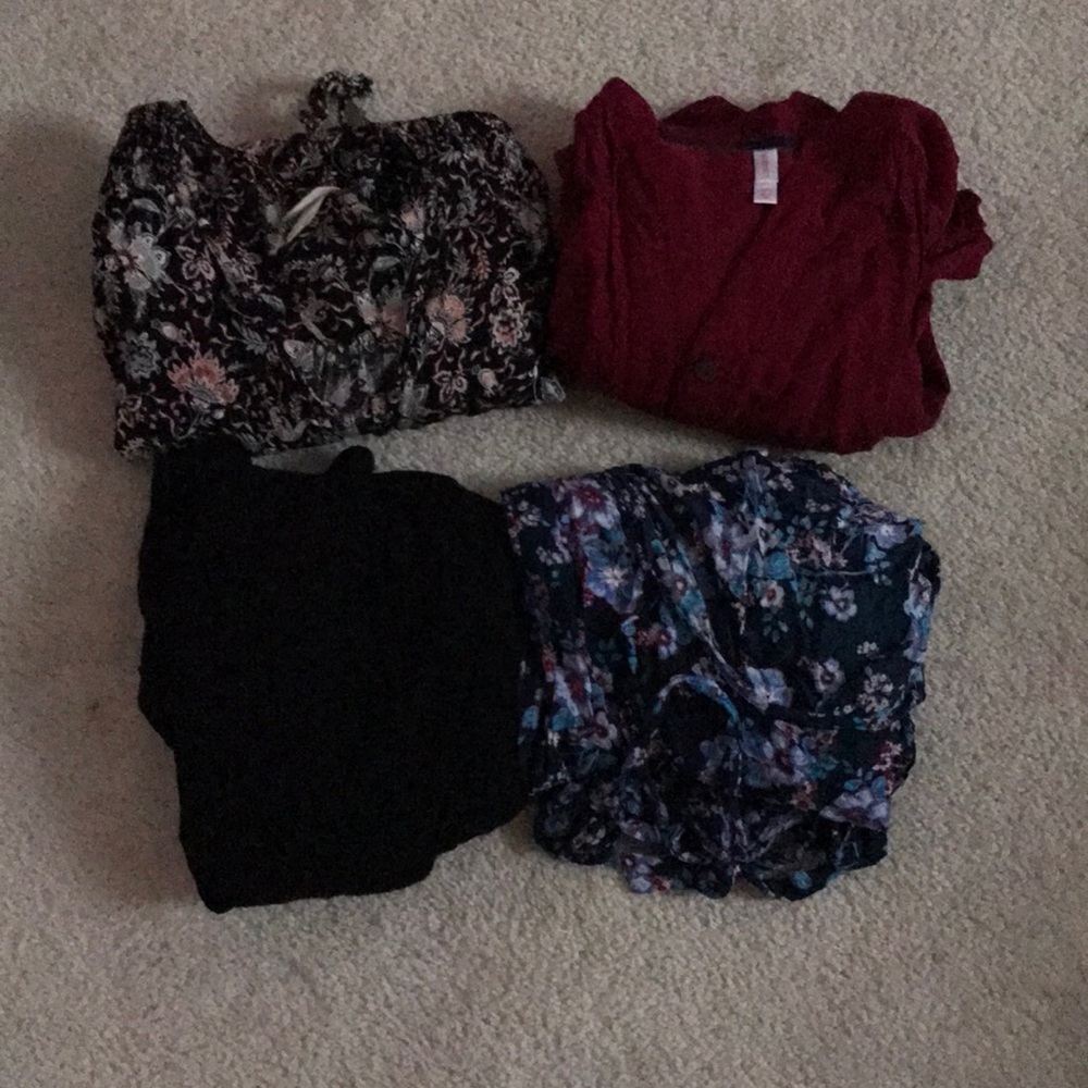 Bundle of 4 rompers long 3/4 sleeve sz LARGE
